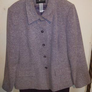 Sag & Harbor Brand Heavy Tweed Coat and Skirt Suit Size 16